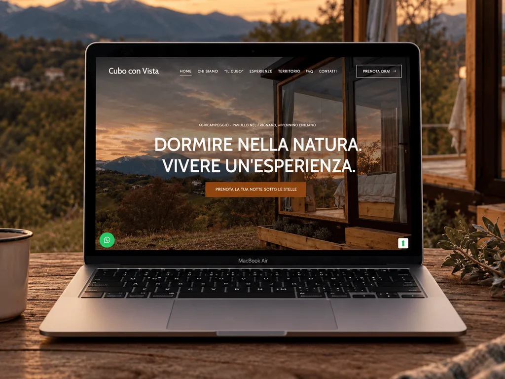 Sito web di Cubo con Vista su computer
