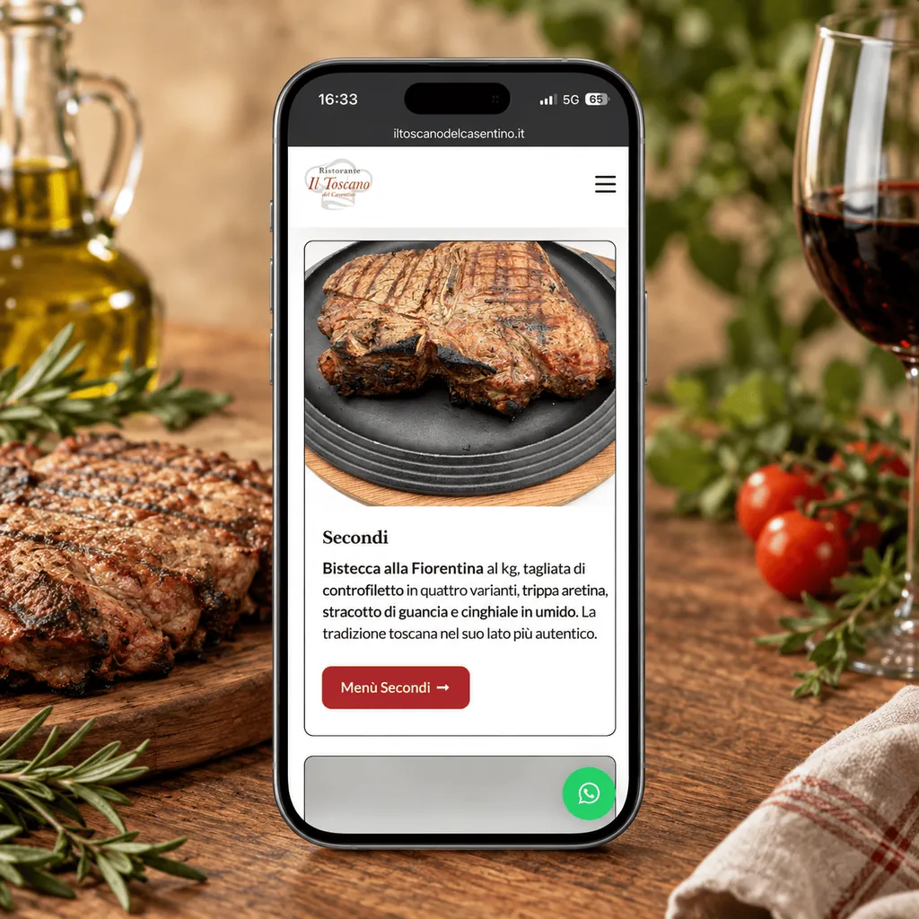 Sito web del ristorante Il Toscano del Casentino su smartphone