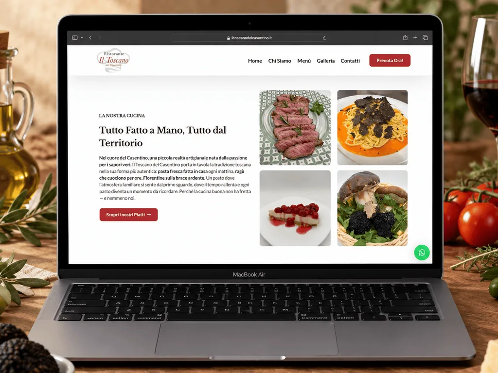 Sito web del ristorante Il Toscano del Casentino su computer